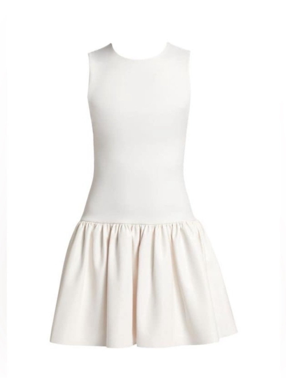 Alice + Olivia Ella Drop Waist Faux‎ Vegan Leather Mini Dress Ivory Size 2 NEW